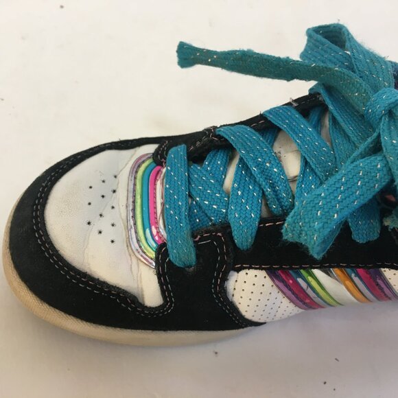 Skechers Running Shoes Sneakers Size 2 Girls Leather Rainbow Black Metallic - Picture 13 of 15